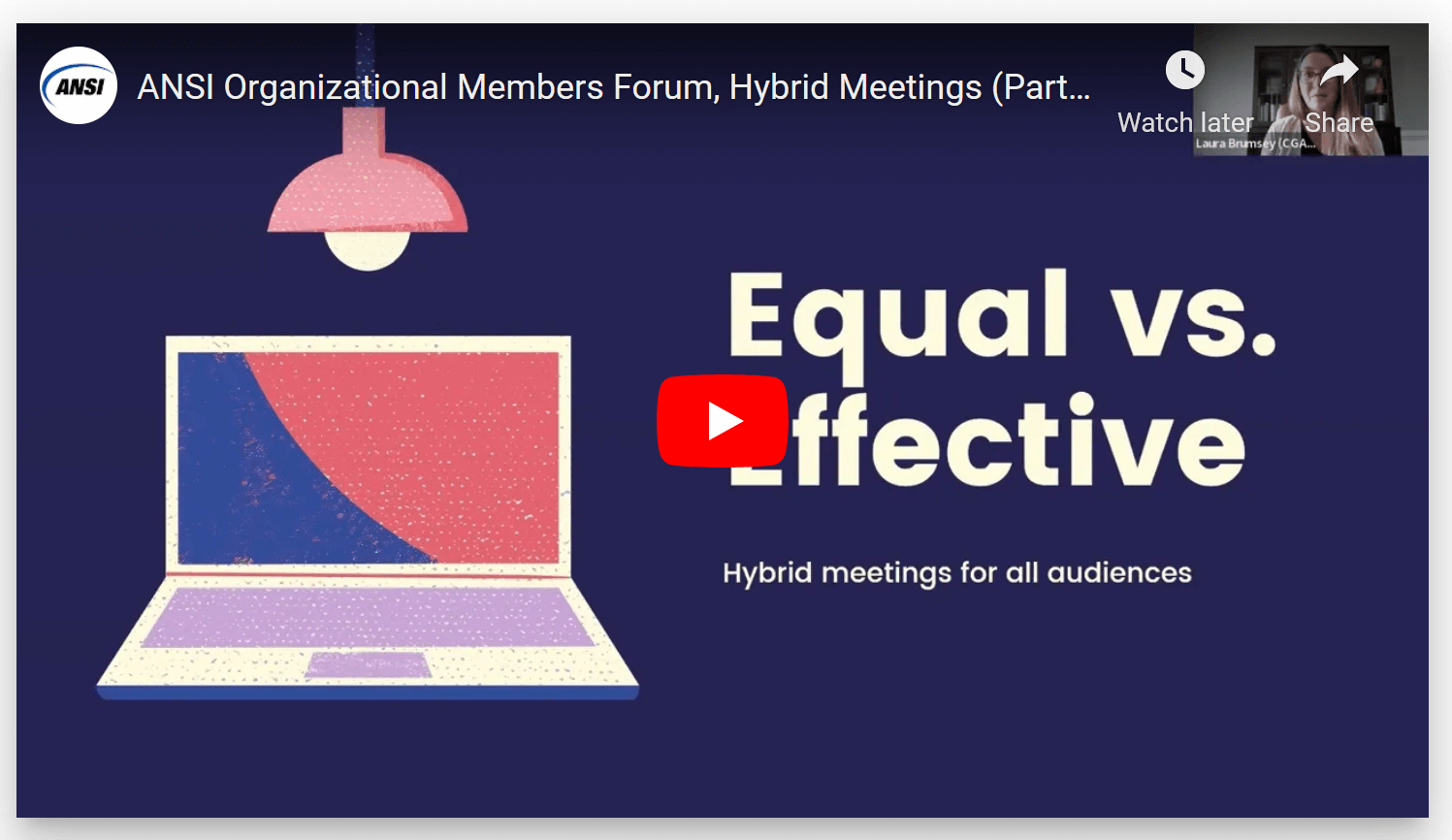 Banner promoting ANSI hybrid meetings webinar.