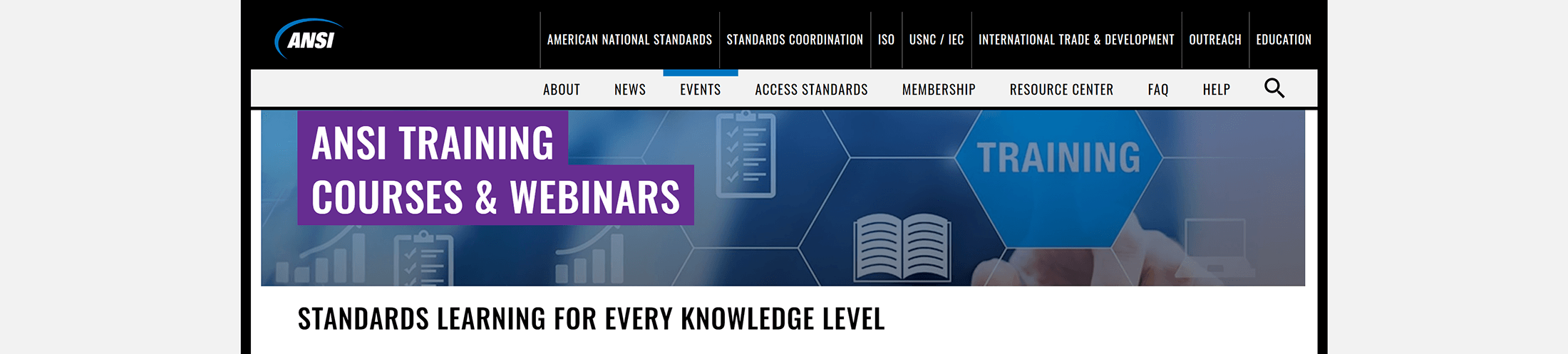 ANSI training webpage