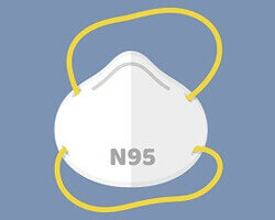 An illustration of an N95 protective face mask. 
