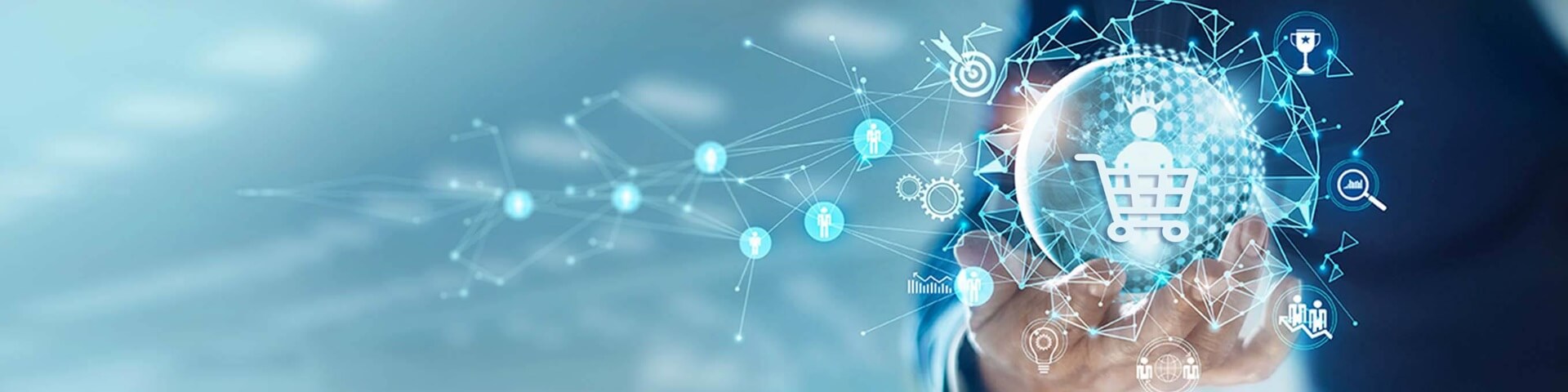 Abstract graphic of consumers connect to modern industry