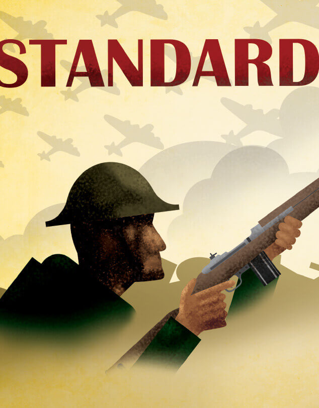 An illustration of a WW2 soldier, indicating the 1940s time period.