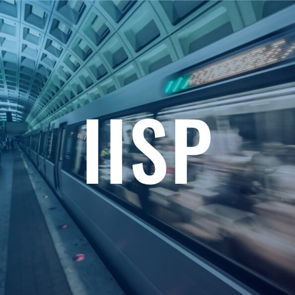 The logo of the ANSI IISP in white against a dark blue modern background.