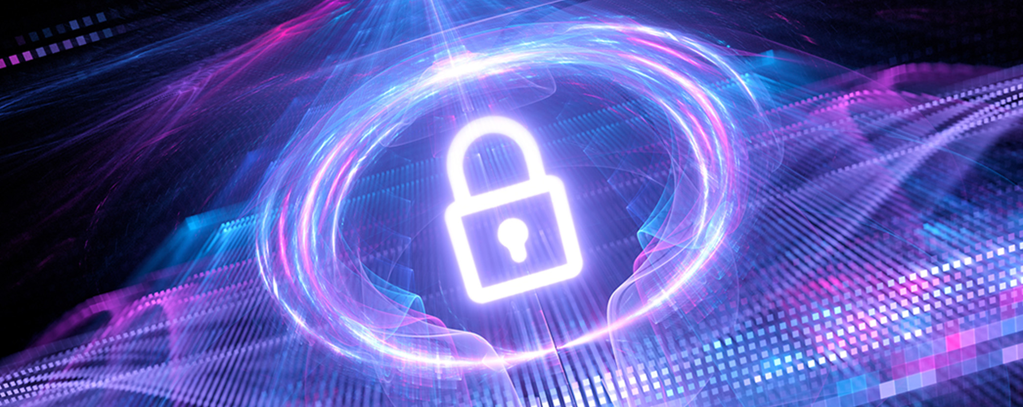 digital illustration of a glowing lock symbol