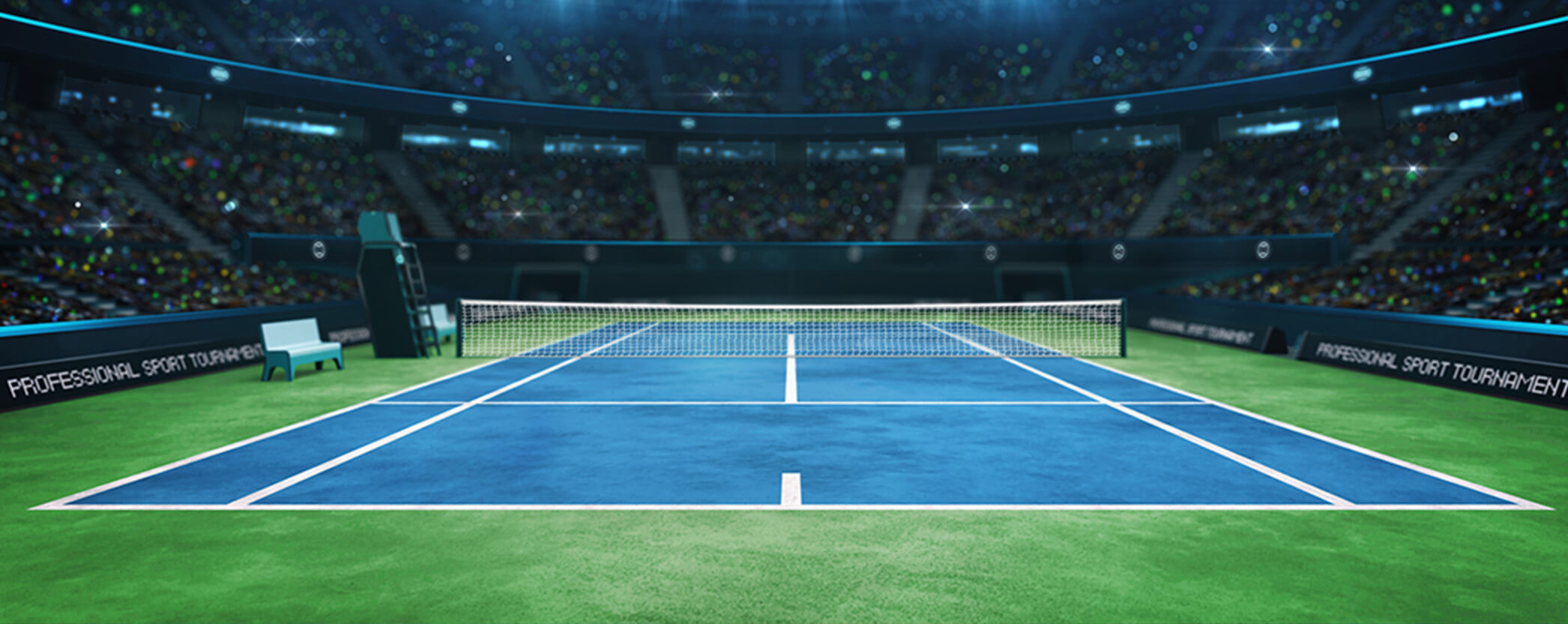 empty tennis court in a stadium