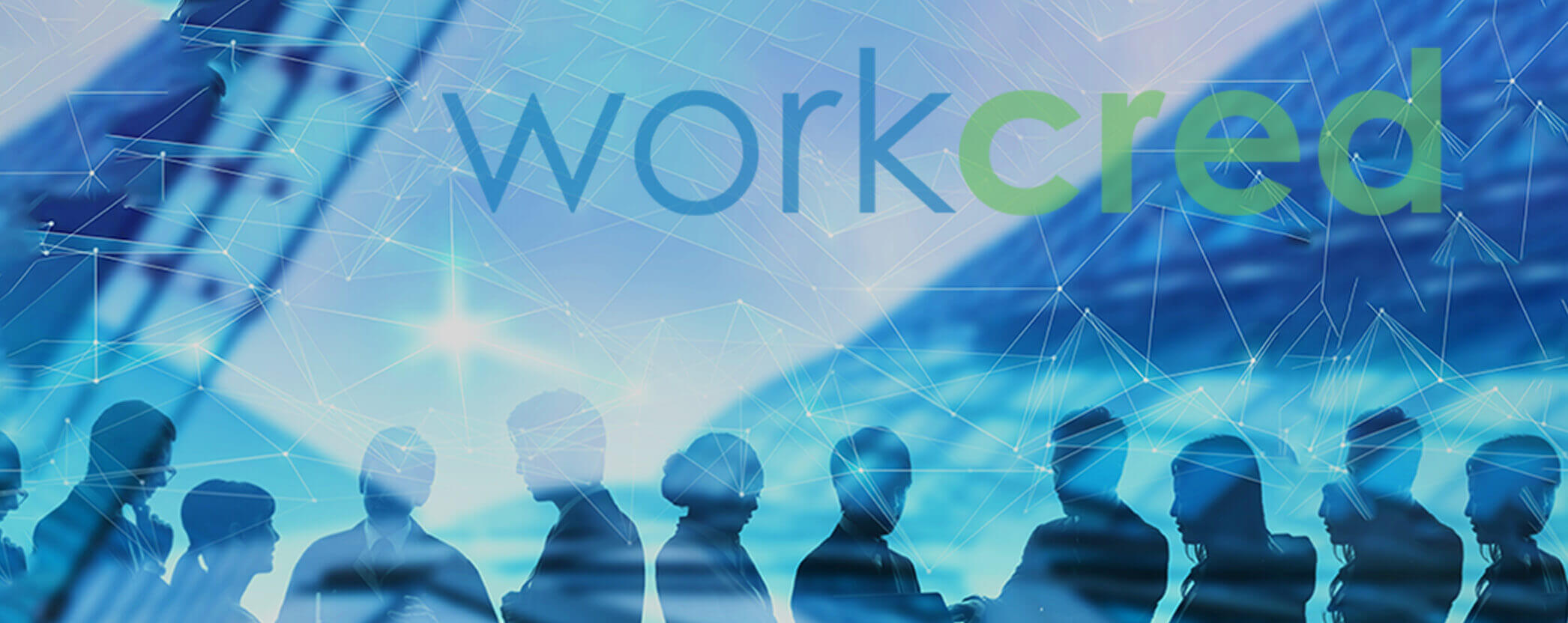 Abstract modern workforce background with Worcred logo