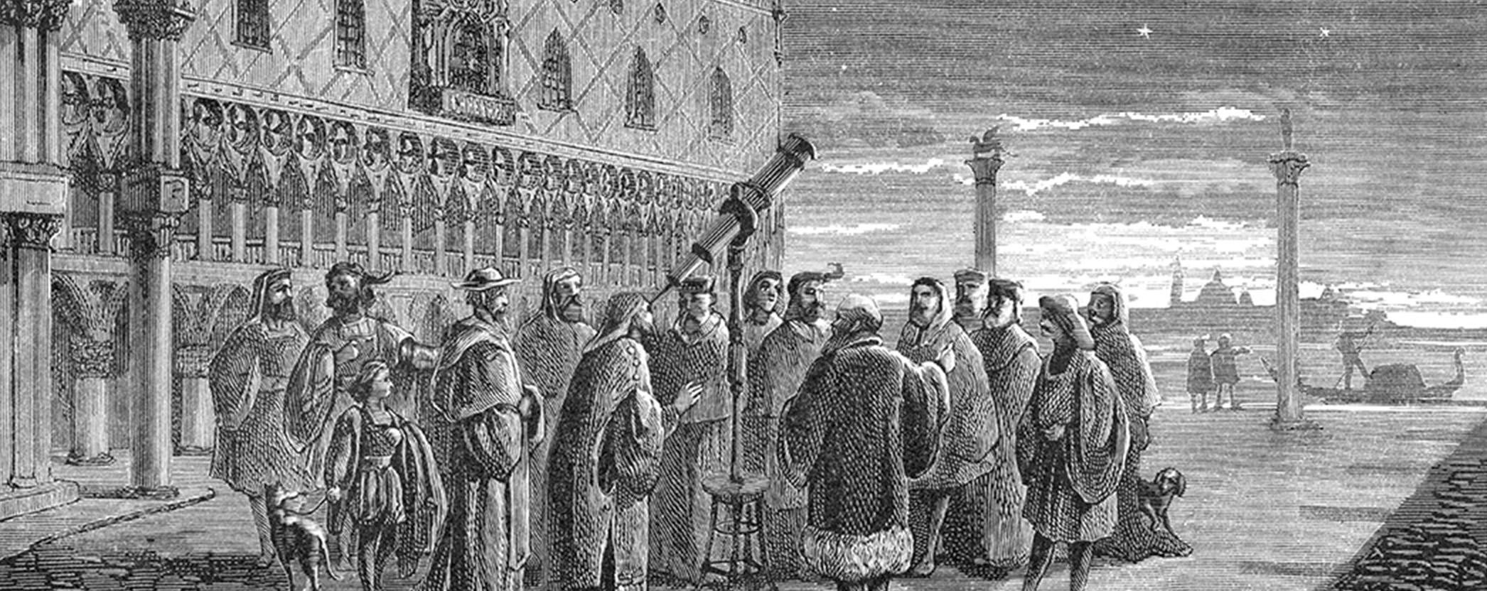 galileo demonstrating telescope illustration